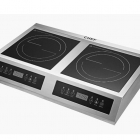 Плита индукционная настольная, 3.5+3.5 кВт Премиум Плита индукционная электрическая настольная Индукционные плиты предназначены для приготовления первых, вторых и третьих блюд. Они компактны и не занимают много места на кухне. Работа индукционных плит осн